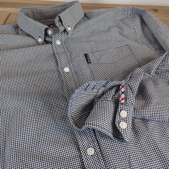 Ben Sherman Blue White Gingham Check Long Sleeve Button up Shirt M - Picture 5 of 12